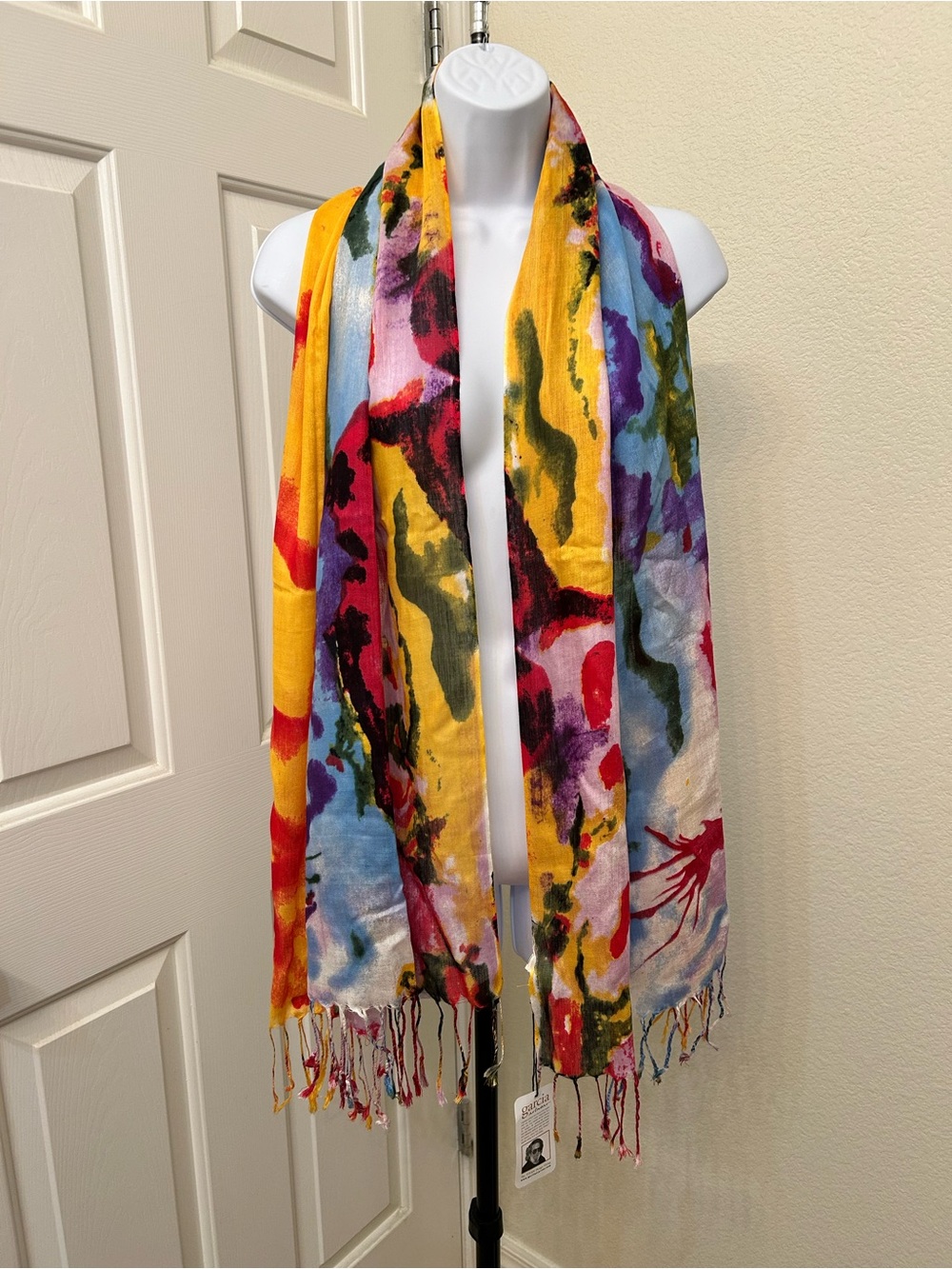 Calling all “Deadheads” Jerry Garcia Abstract Multicolor Print Scarf 100%Viscose